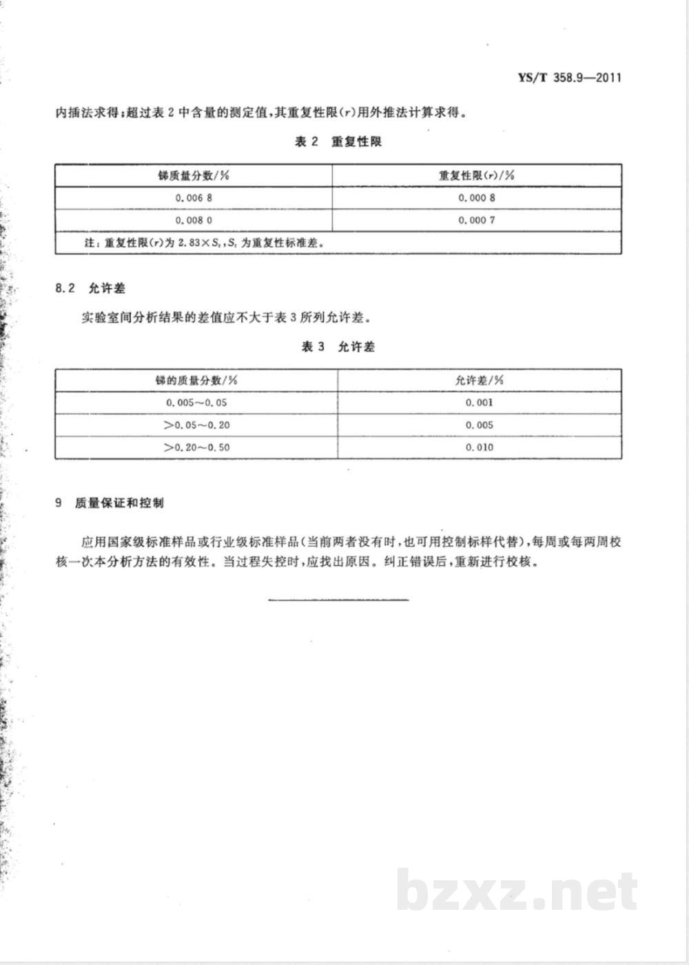 YS/T 358.9-2011钽铁、铌铁精矿化学分析方法 第9部分：锑量的测定 电感耦合等离子体发射光谱法 