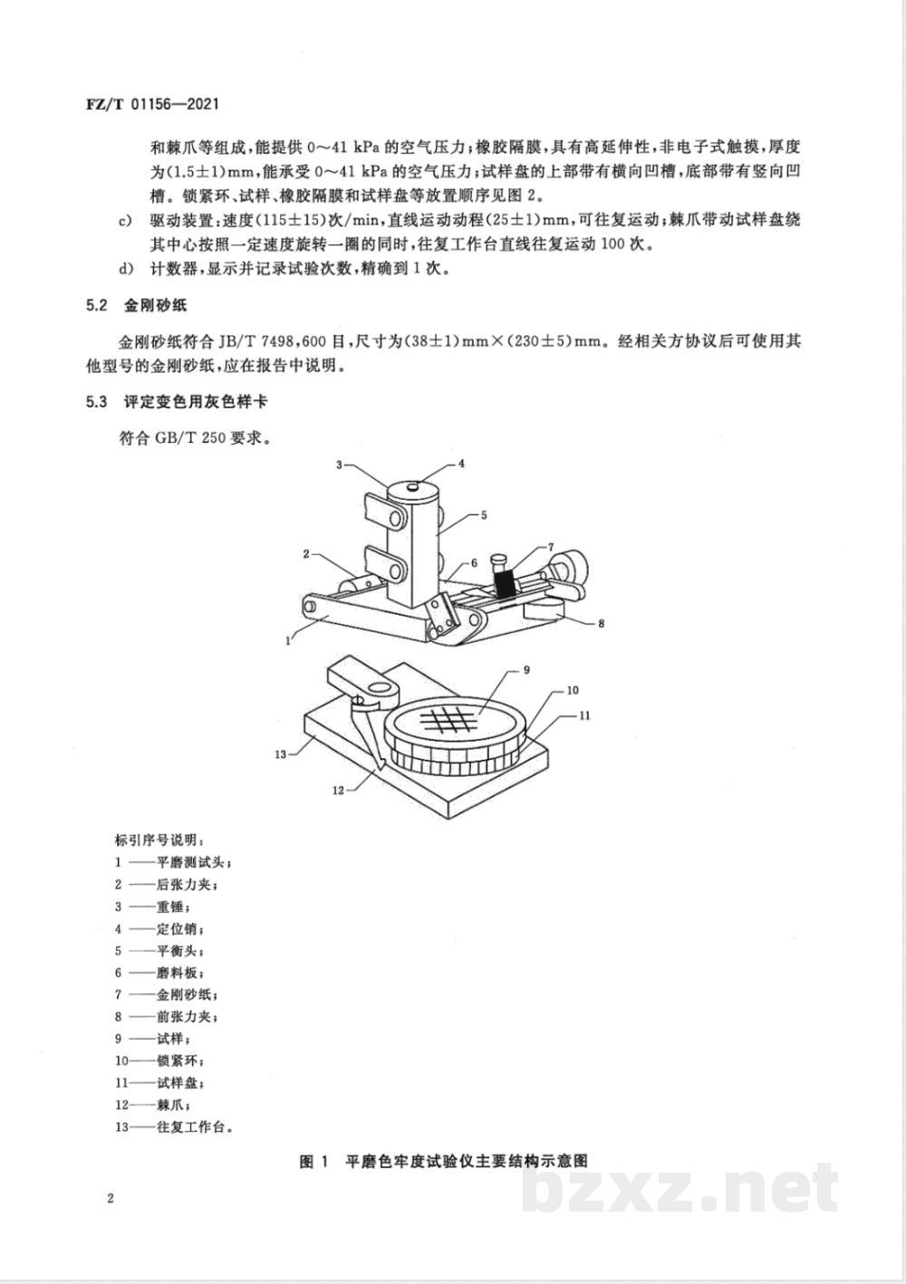 FZ/T 01156-2021纺织品 耐平磨色牢度试验 第1部分：金刚砂法 
