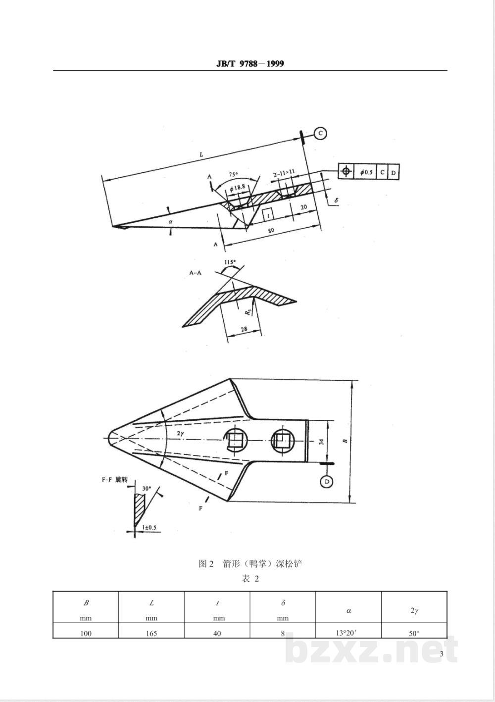 JB/T 9788-1999 深松铲和深松铲柄