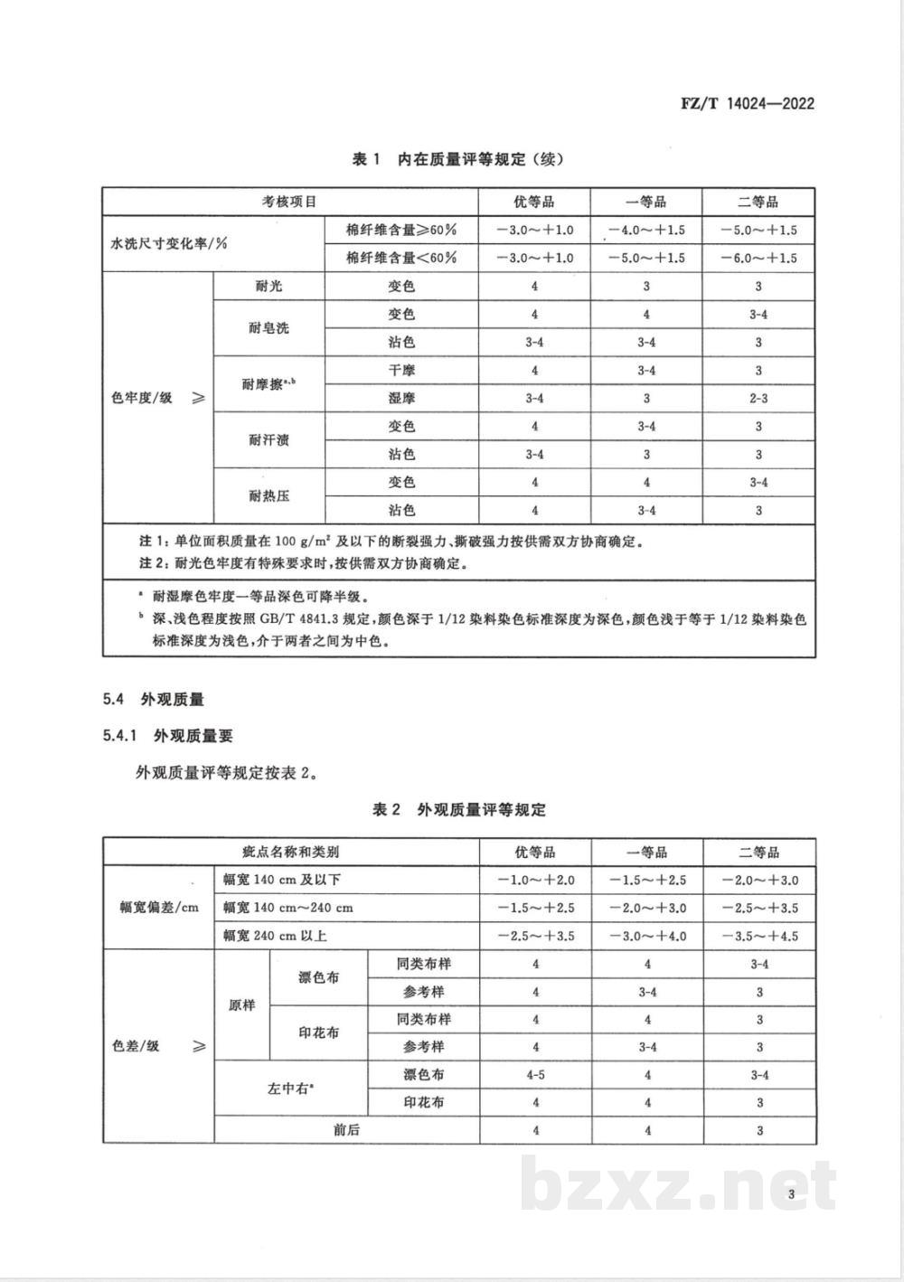 FZ/T 14024-2022棉与粘胶纤维混纺印染布 