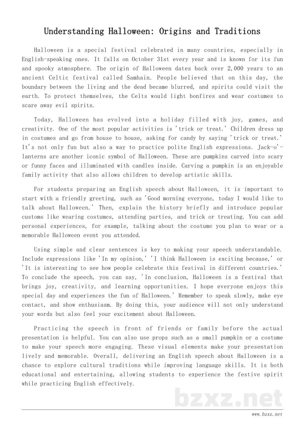 万圣节活动英文演讲稿范文:How to Celebrate Halloween in English 万圣节活动英文演讲稿范文:How to Celebrate Halloween in English