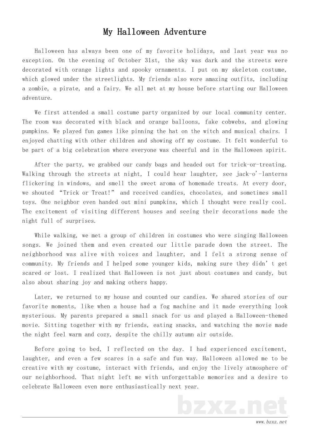 万圣节英文作文:My Halloween Night 万圣节英文作文:My Halloween Night