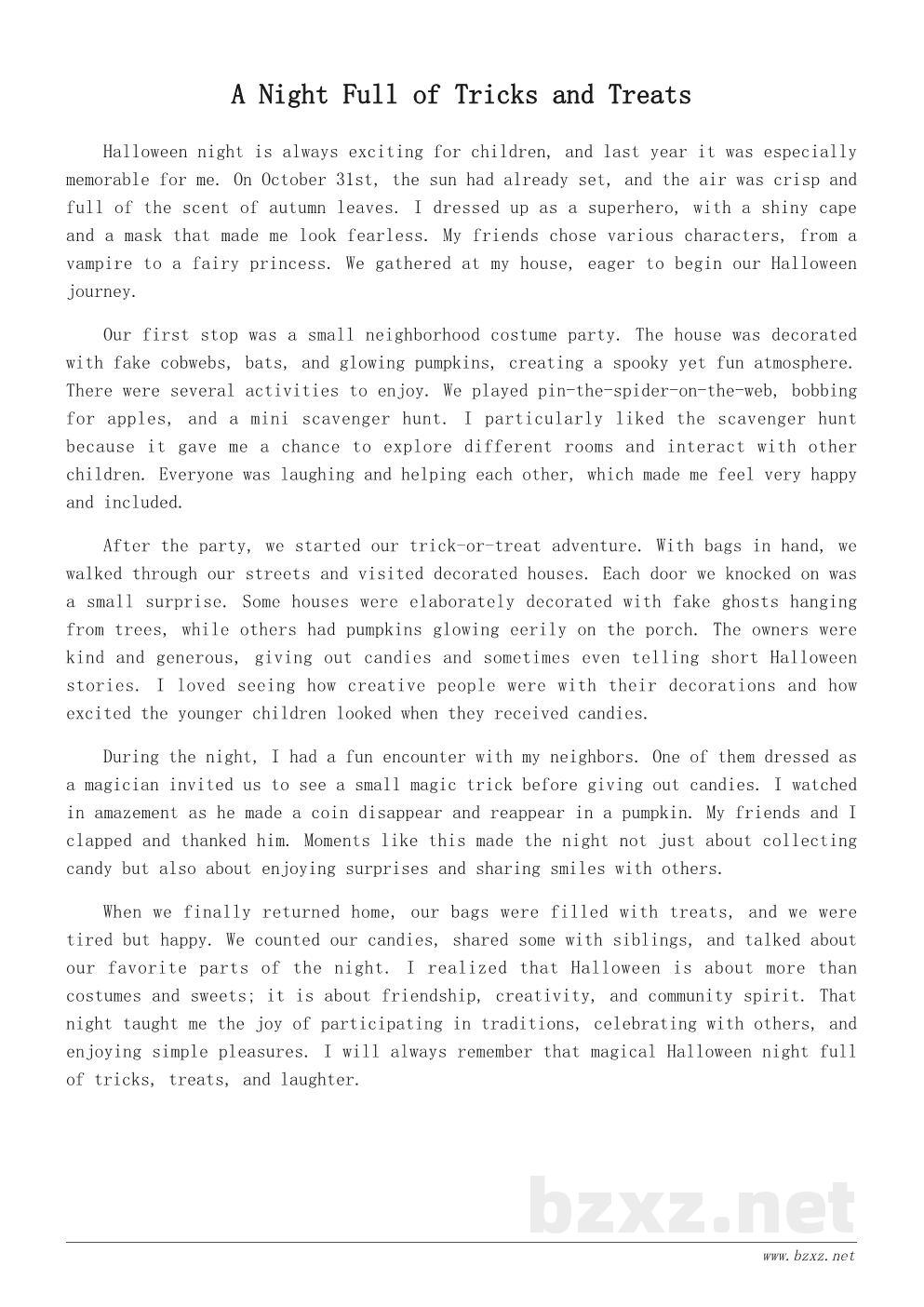 万圣节英文作文:My Halloween Night 万圣节英文作文:My Halloween Night