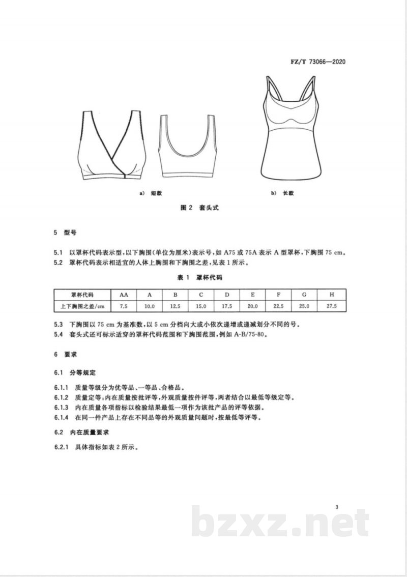 FZ/T 73066-2020针织孕产妇文胸 