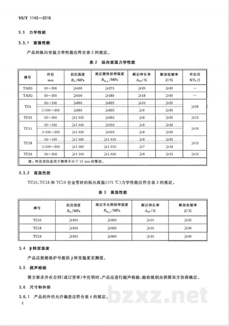 YS/T 1143-2016石油天然气用钛及钛合金管材 