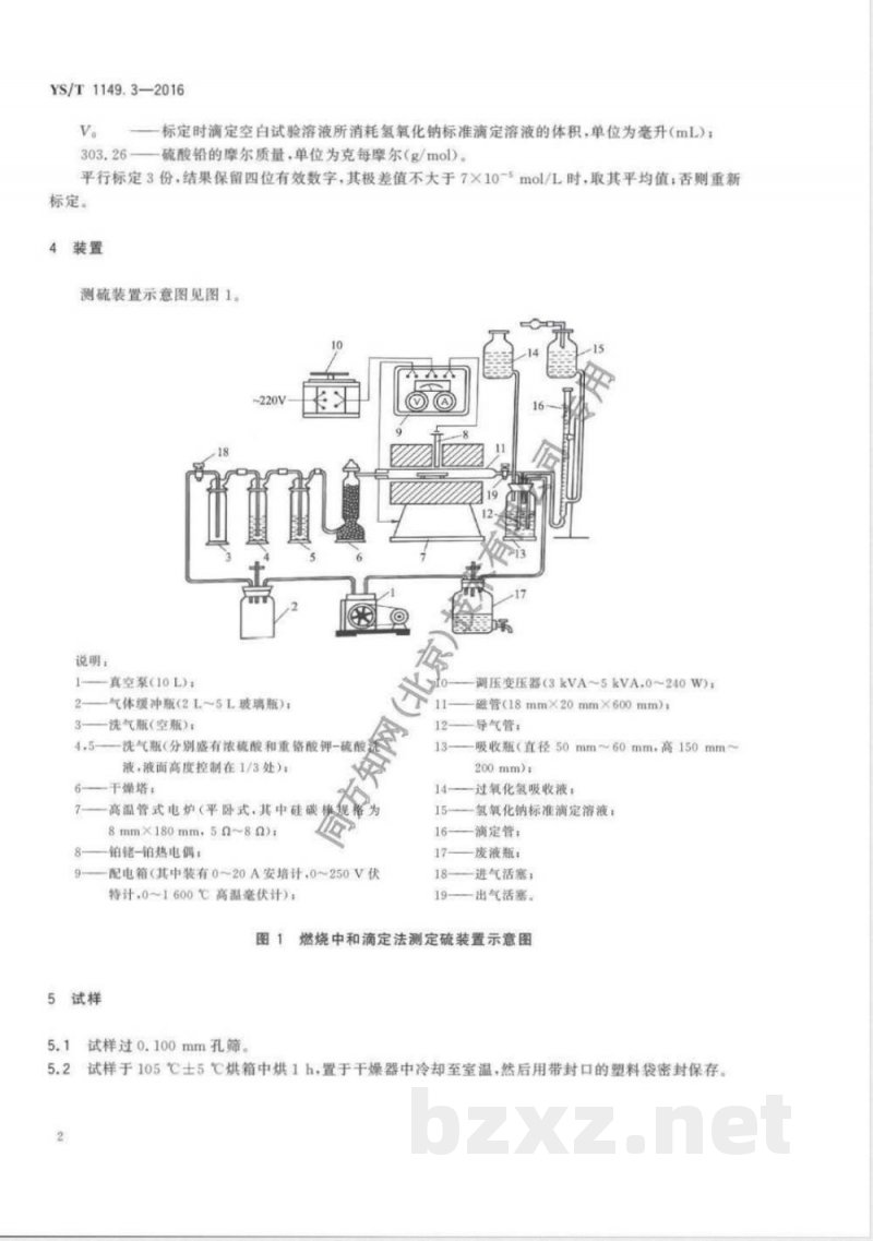YS/T 1149.3-2016锌精矿焙砂化学分析方法 第3部分：硫量的测定 燃烧中和滴定法 