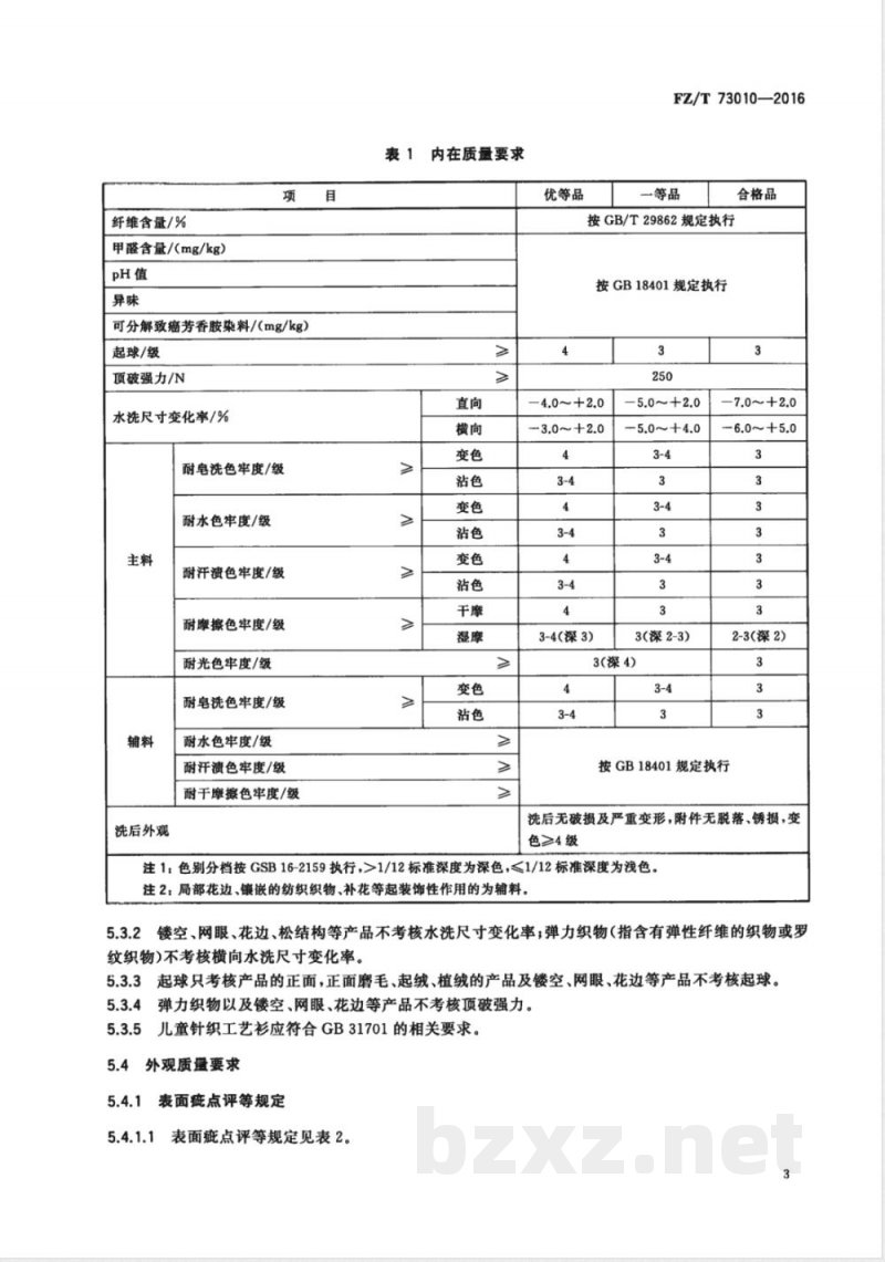 FZ/T 73010-2016针织工艺衫 