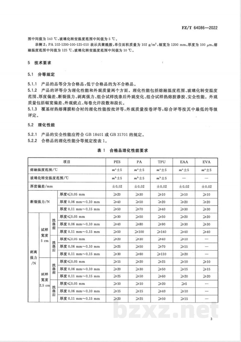 FZ/T 64086-2022覆基材热熔薄膜粘合衬 