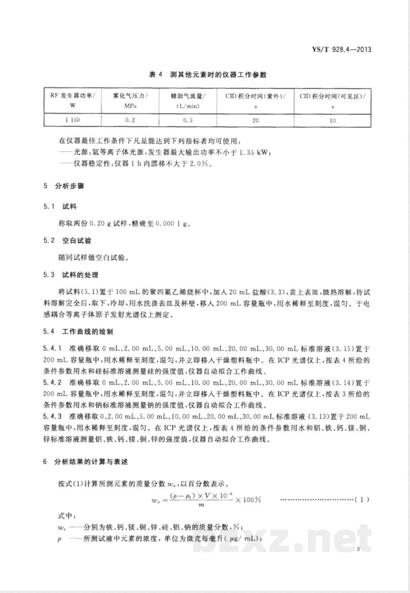 YS/T 928.4-2013镍、钴、锰三元素氢氧化物化学分析方法 第4部分：铁、钙、镁、铜、锌、硅、铝、钠量的测定  电感耦合等离子体原子发射光谱法 