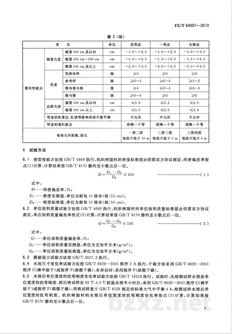 FZ/T 64007-2010机织树脂衬 