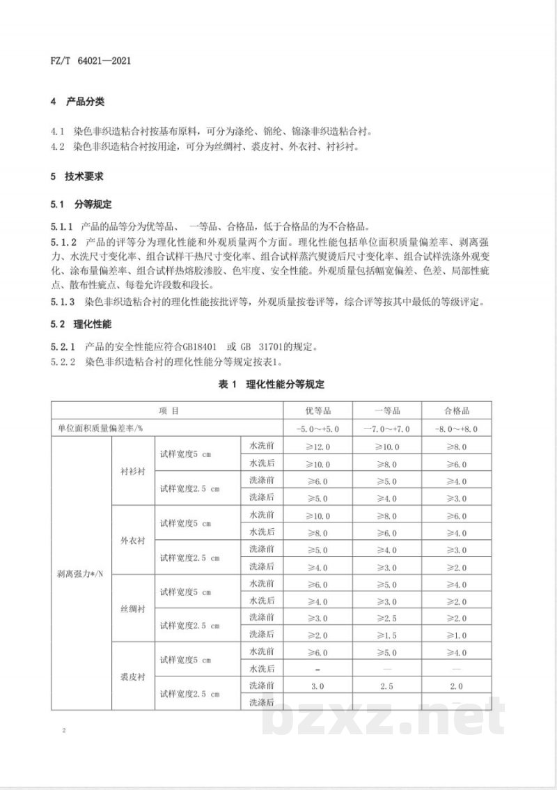 FZ/T 64021-2021染色非织造粘合衬 