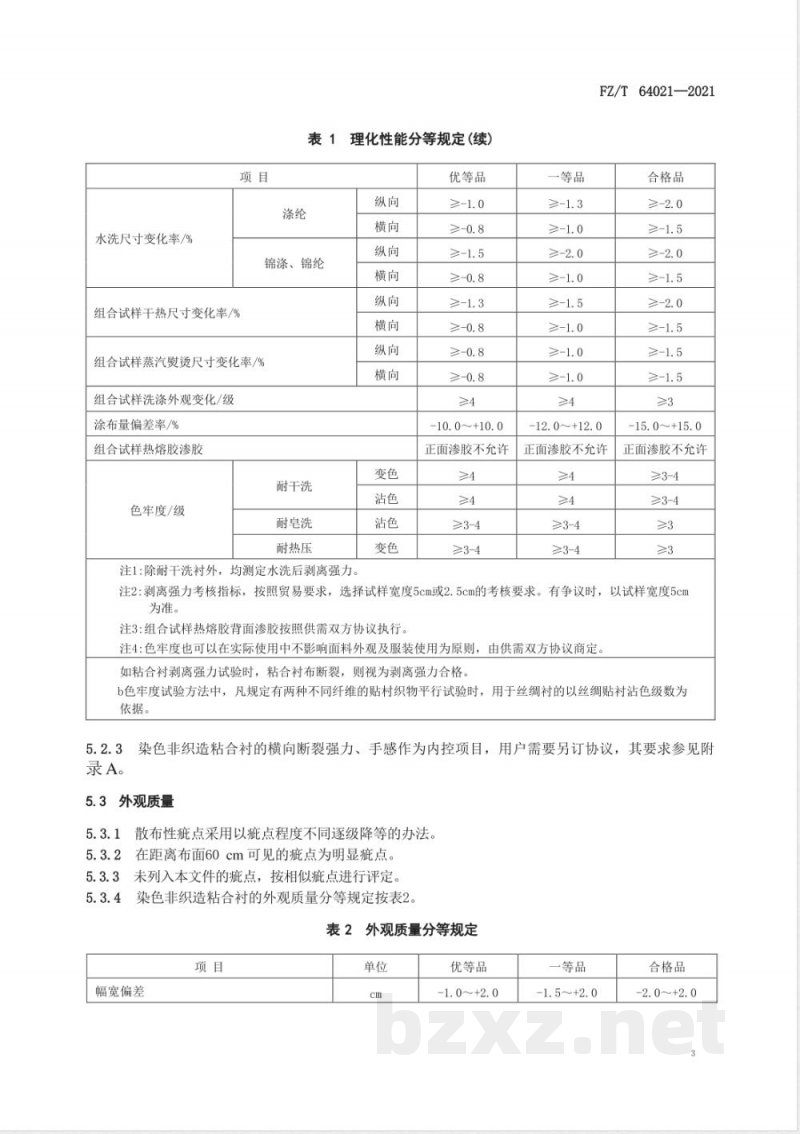FZ/T 64021-2021染色非织造粘合衬 