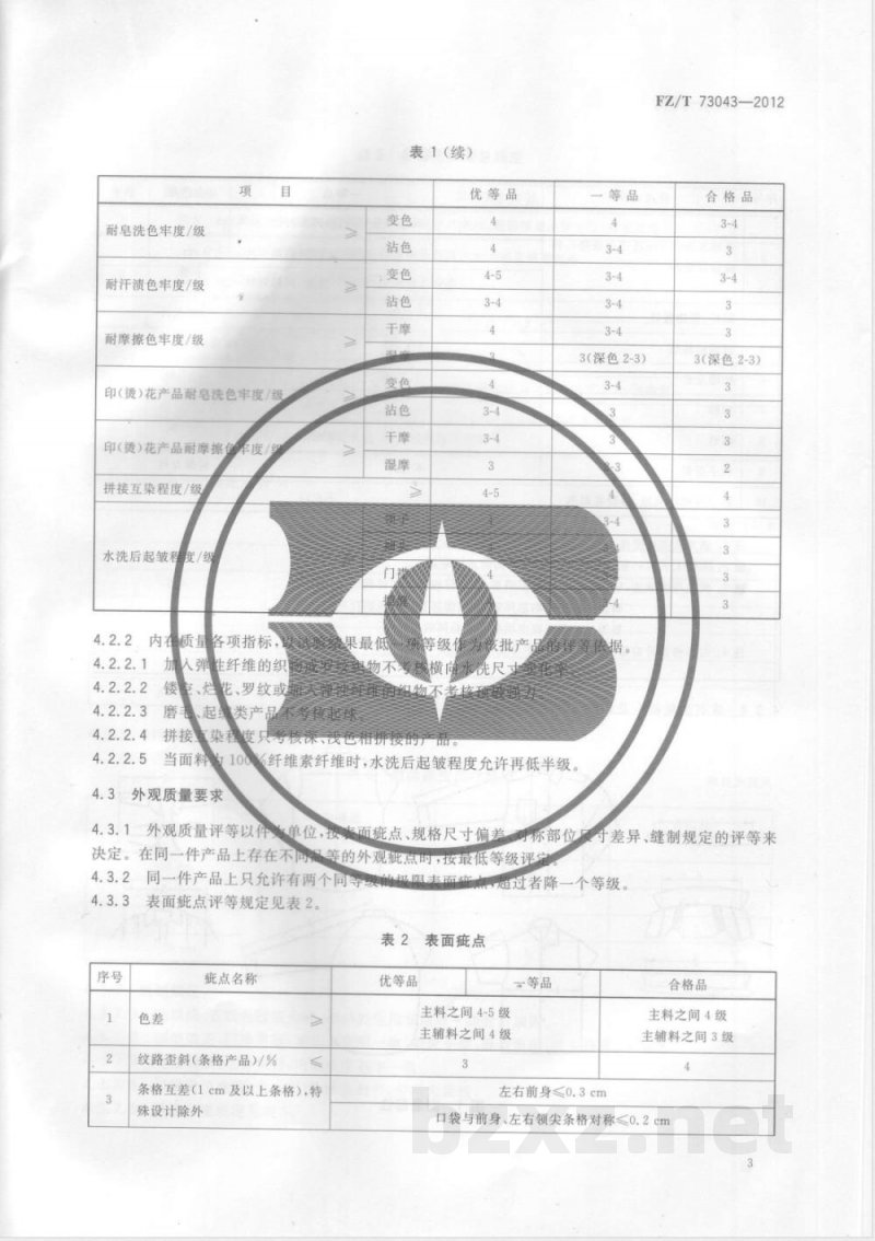 FZ/T 73043-2012针织衬衫 