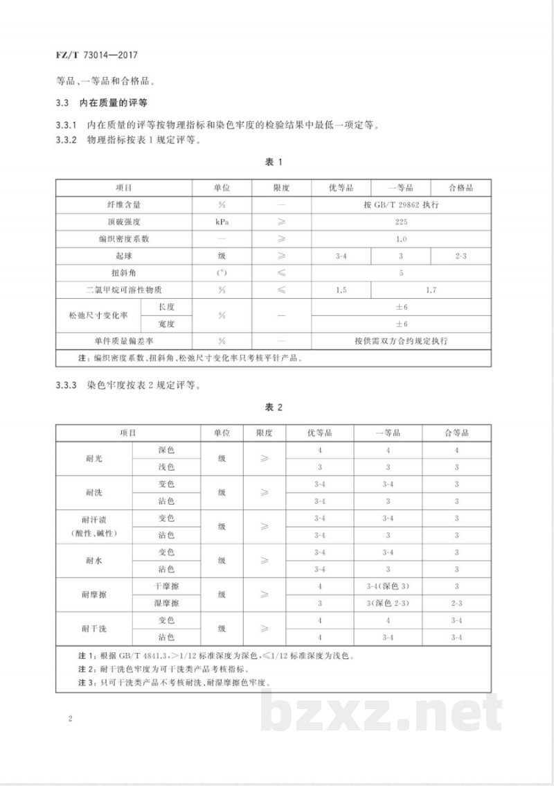 FZ/T 73014-2017粗梳牦牛绒针织品 