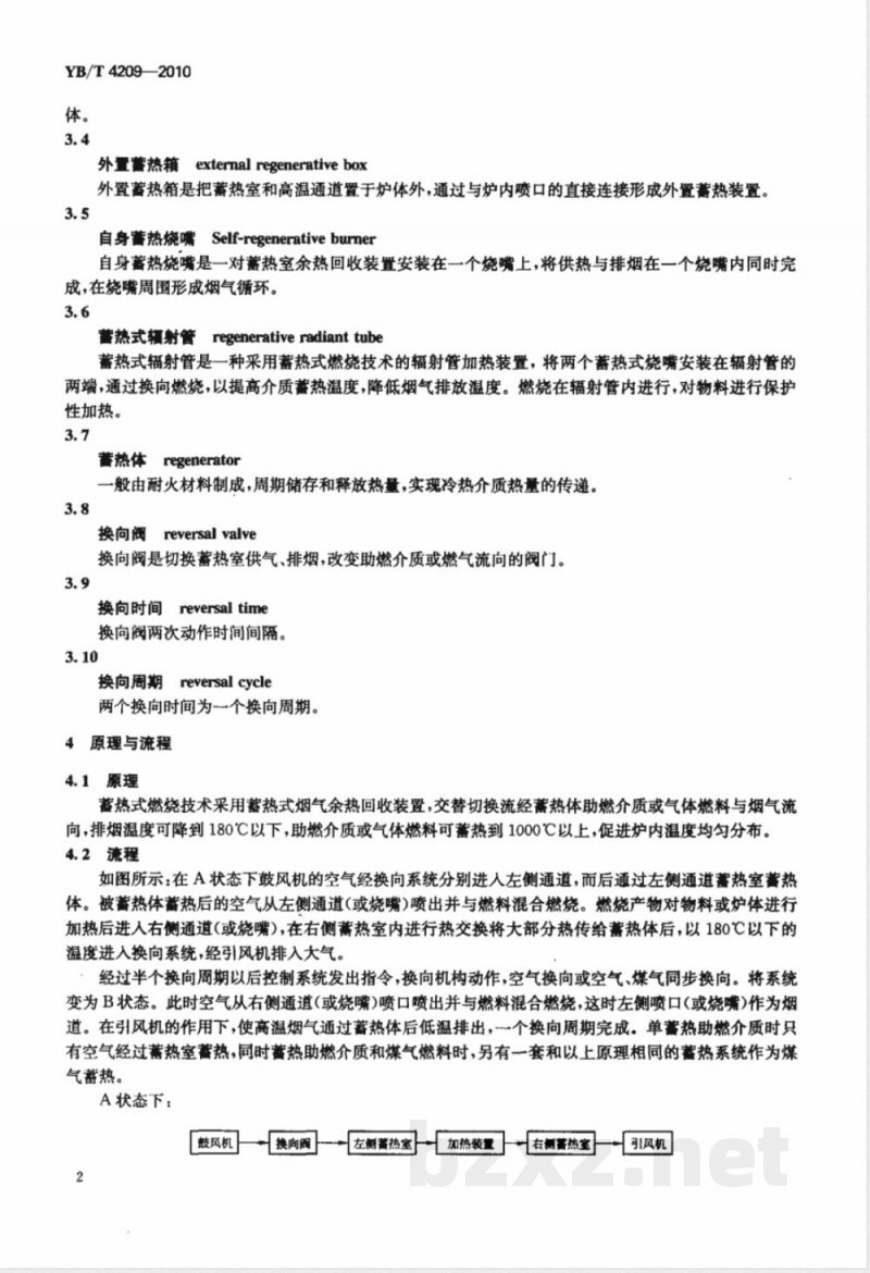 YB/T 4209-2010钢铁行业蓄热式燃烧技术规范 