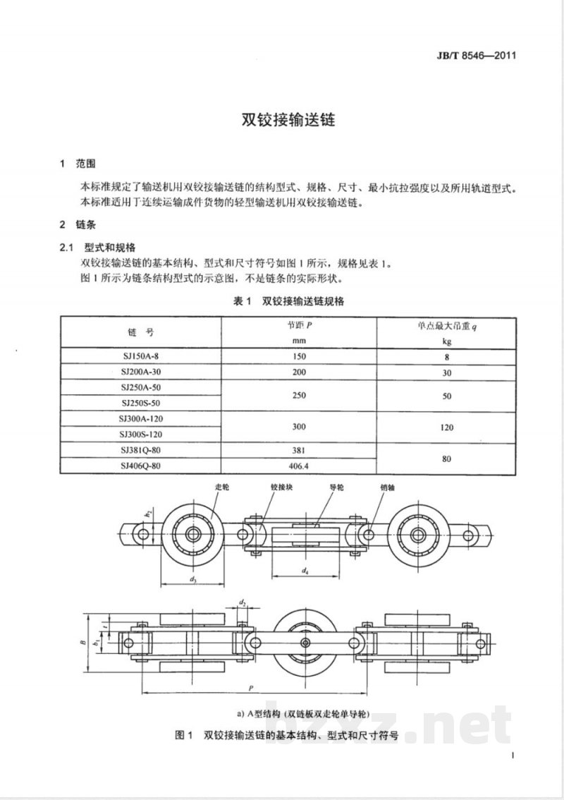 JB/T 8546-2011双铰接输送链 