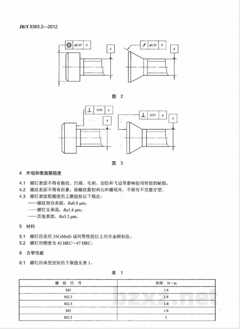 JB/T 8363.2-2012沉孔可转位刀片用紧固螺钉 第2部分：技术规范 