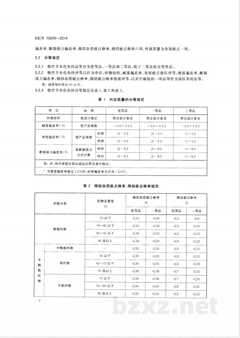 FZ/T 13029-2014棉竹节本色布 
