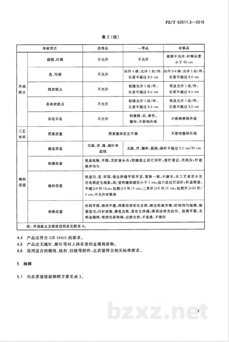 FZ/T 62011.3-2016布艺类产品  第3部分：家具用纺织品 