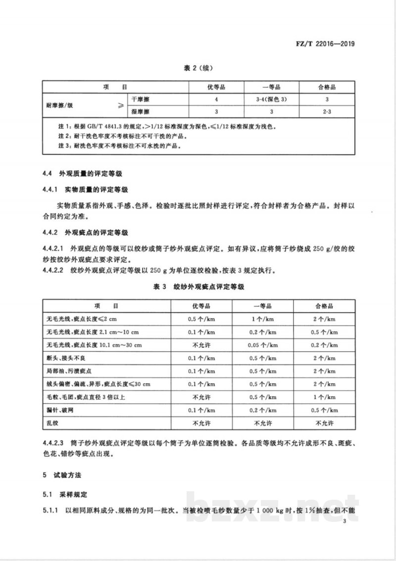 FZ/T 22016-2019喷毛纱 