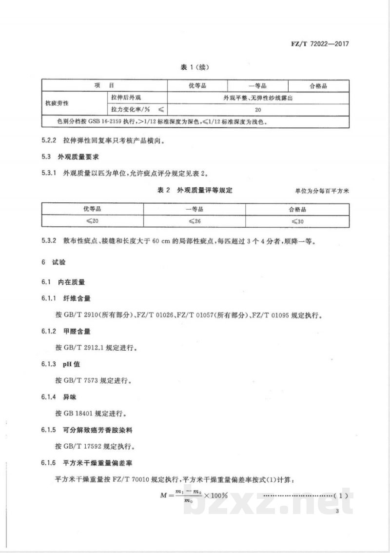 FZ/T 72022-2017高弹塑身内衣用针织面料 