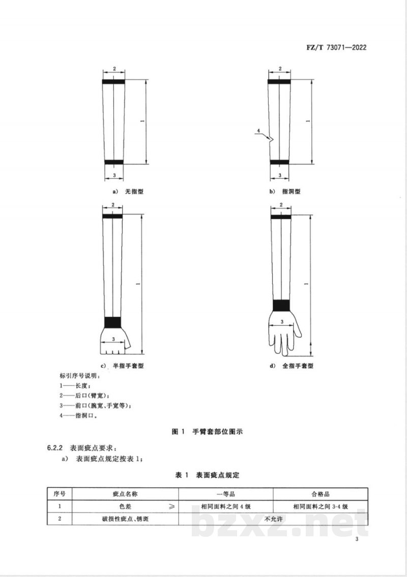 FZ/T 73071-2022针织手臂套 