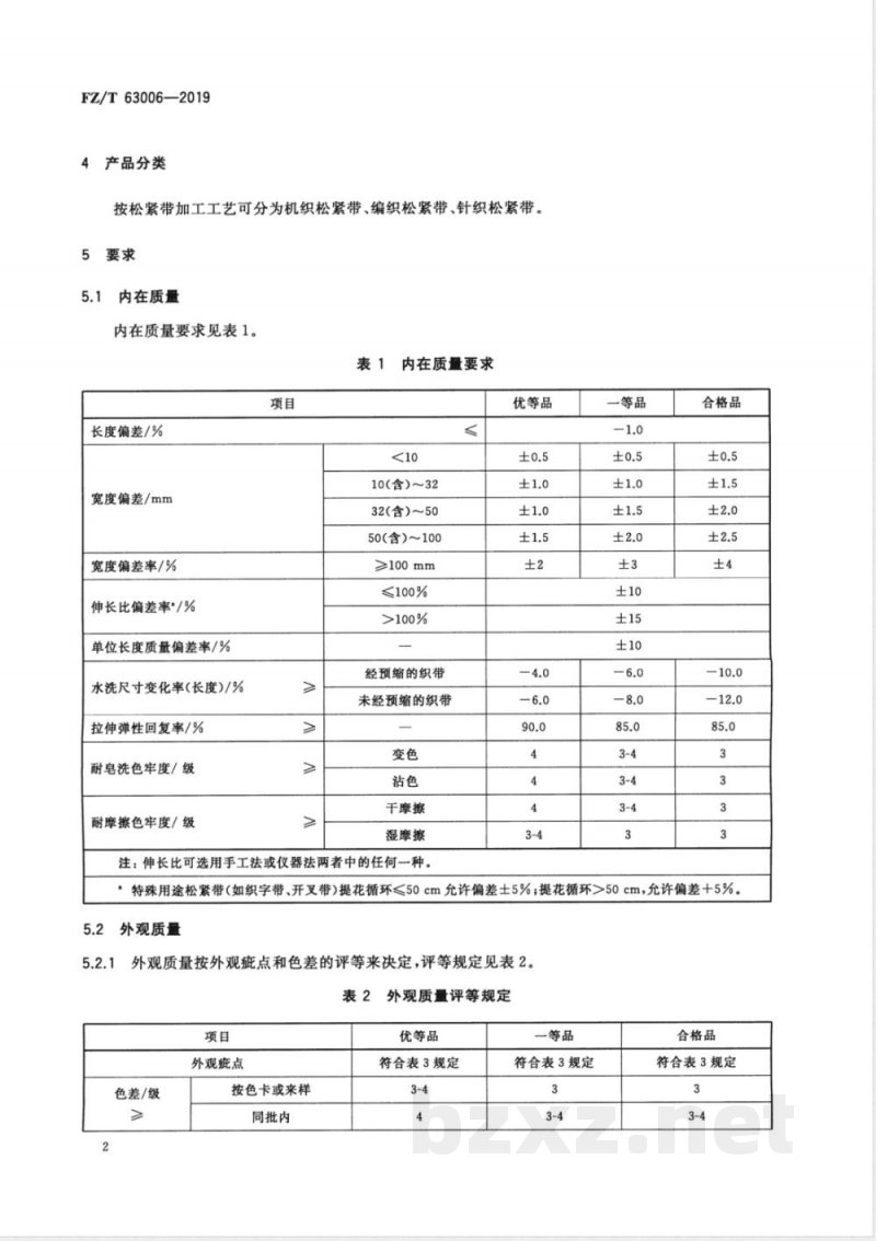 FZ/T 63006-2019松紧带 