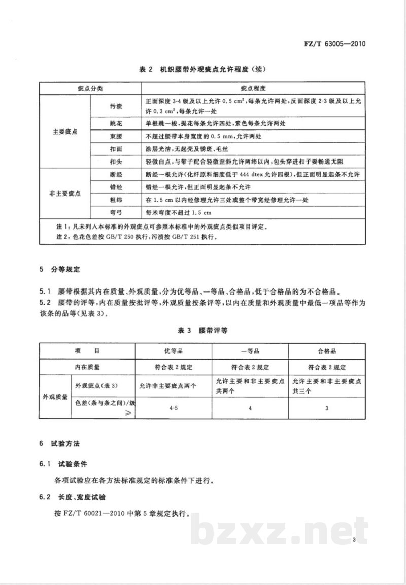 FZ/T 63005-2010机织腰带 