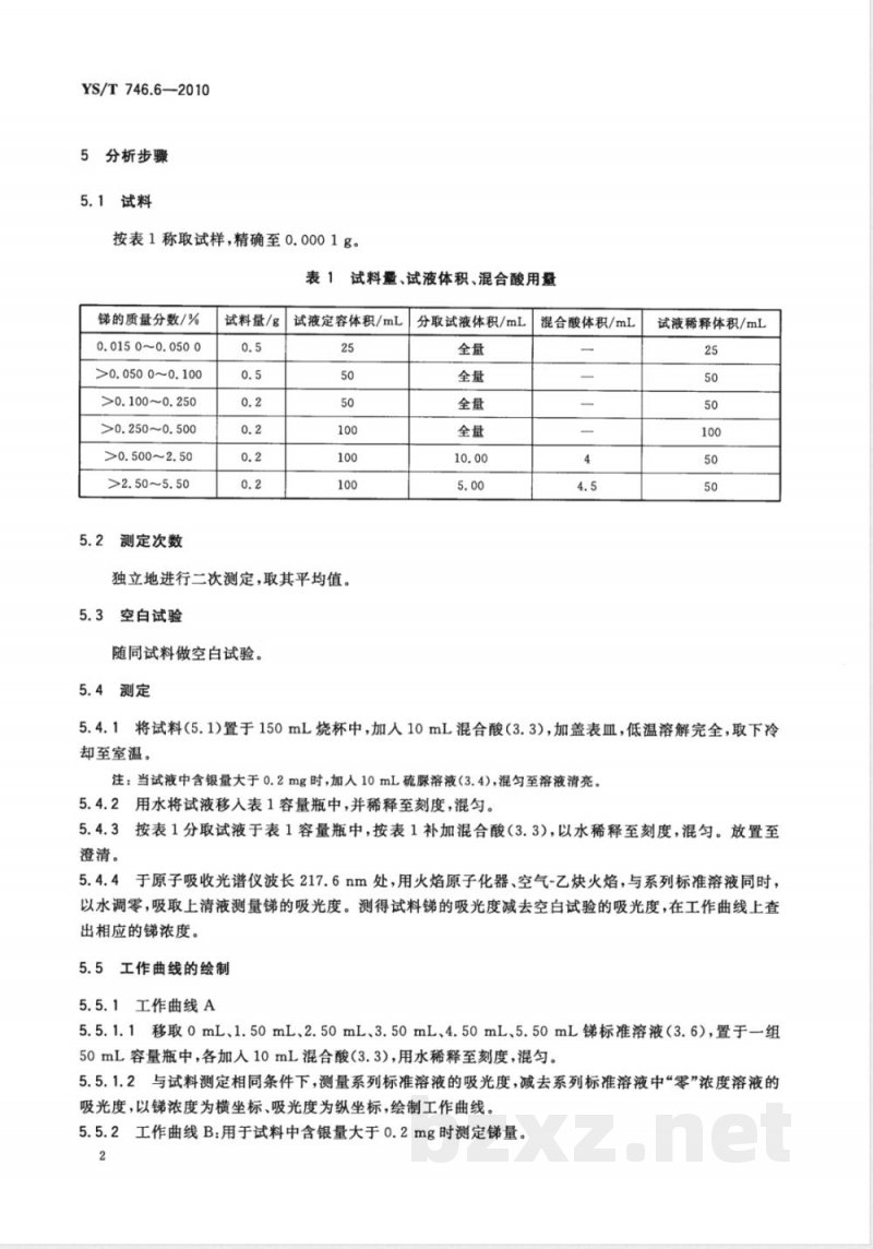 YS/T 746.6-2010无铅锡基焊料化学分析方法 第6部分:锑含量的测定 火焰原子吸收光谱法 
