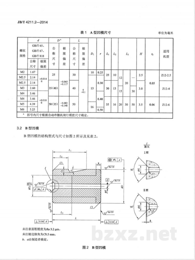 JB/T 4211.2-2014螺钉冷镦模 第2部分：凹模 