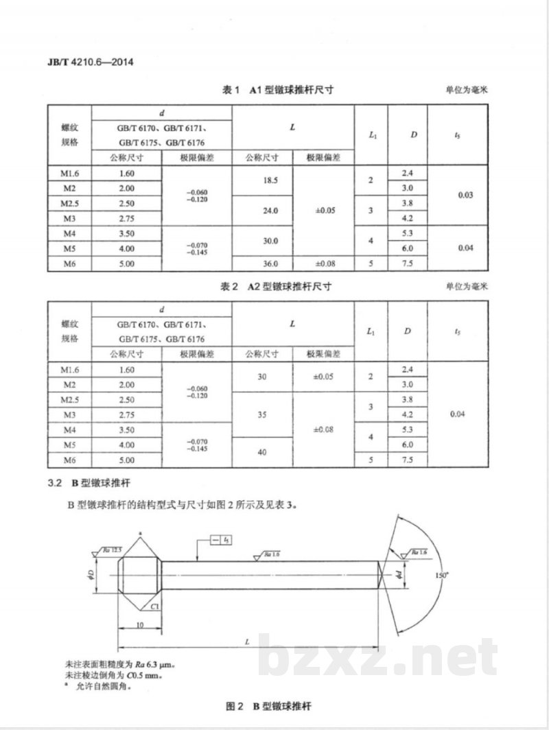 JB/T 4210.6-2014六角螺母冷镦模 第6部分：镦球推杆 