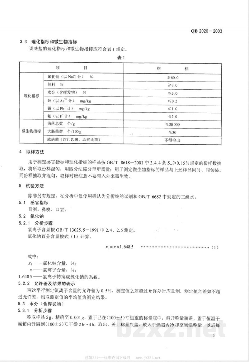 QB/T 2020-2003调味盐 