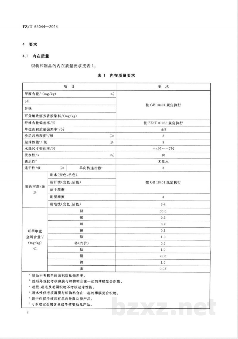 FZ/T 64044-2014护理垫用机织物 