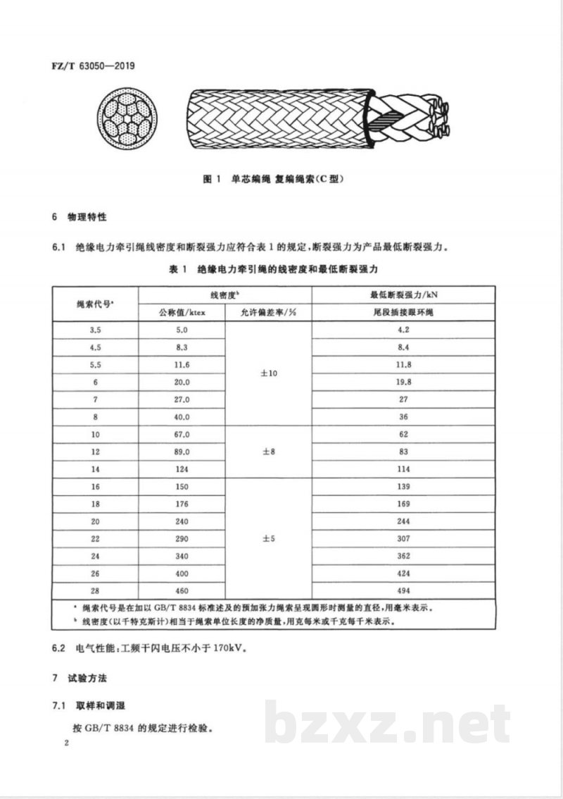 FZ/T 63050-2019绝缘电力牵引绳 