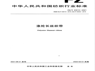 FZ/T 63013-2021涤纶长丝织带 