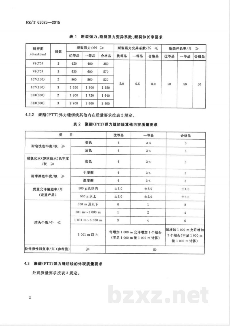 FZ/T 63025-2015聚酯（PTT）弹力缝纫线 