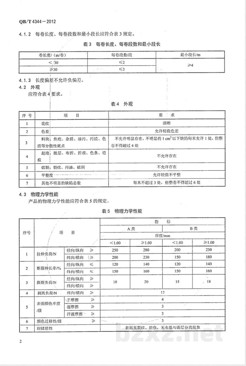 QB/T 4344-2012裙腰带用聚氯乙烯人造革 