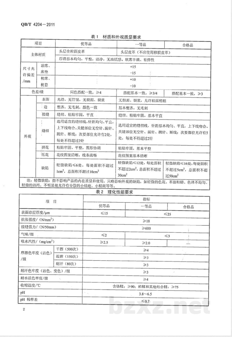 QB/T 4204-2011皮凉席 