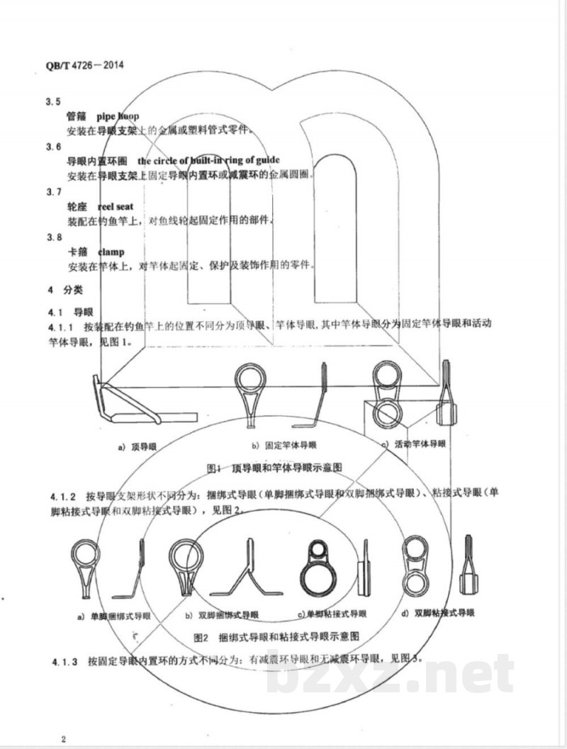 QB/T 4726-2014钓鱼竿配件 导眼 轮座 卡箍 