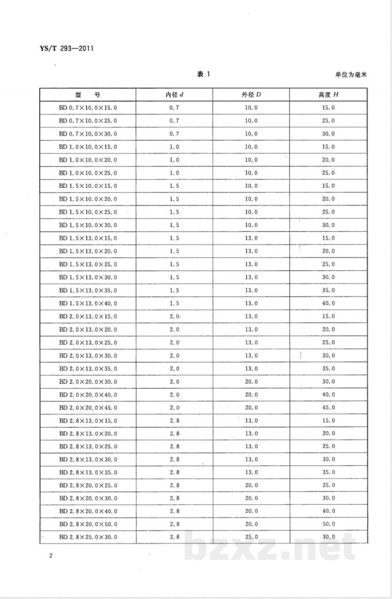 YS/T 293-2011标准螺栓镦粗模具用硬质合金毛坯 