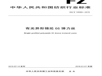 FZ/T 54080-2015有光异形锦纶66弹力丝 