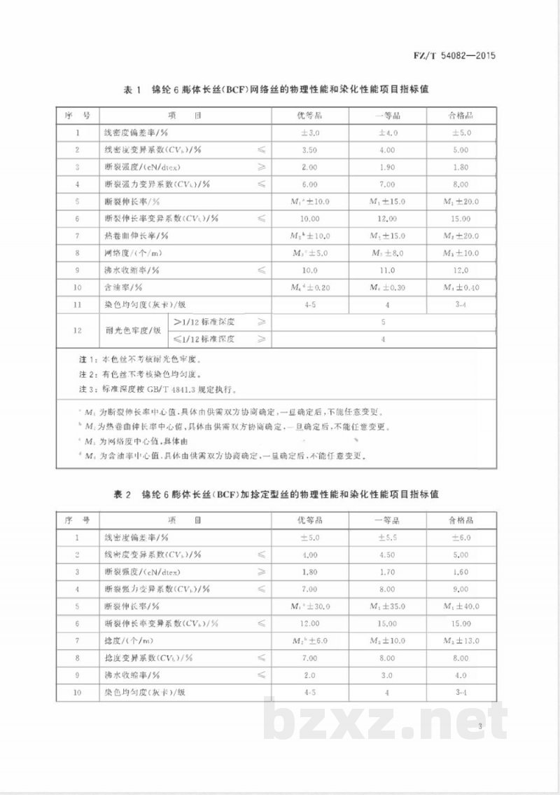 FZ/T 54082-2015锦纶6膨体长丝（BCF） 