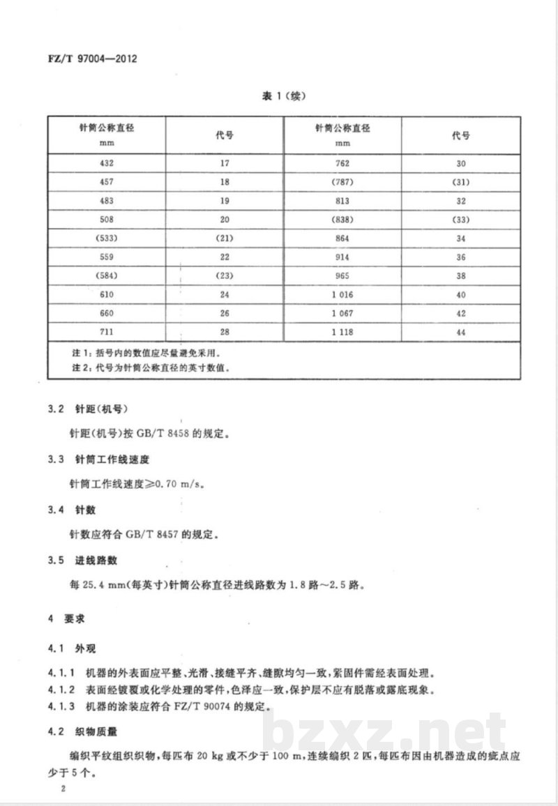 FZ/T 97004-2012纬编机 双面圆型纬编机 