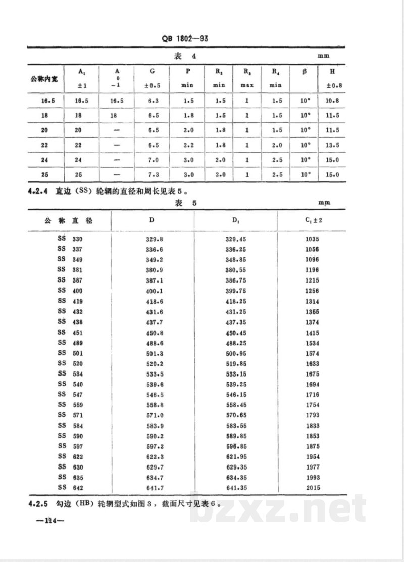 QB/T 1802-1993自行车轮辋 