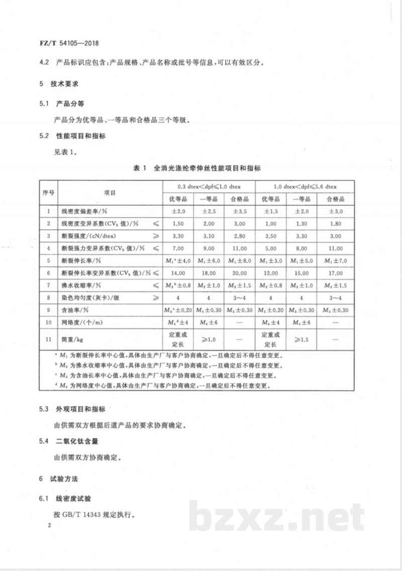 FZ/T 54105-2018全消光涤纶牵伸丝 