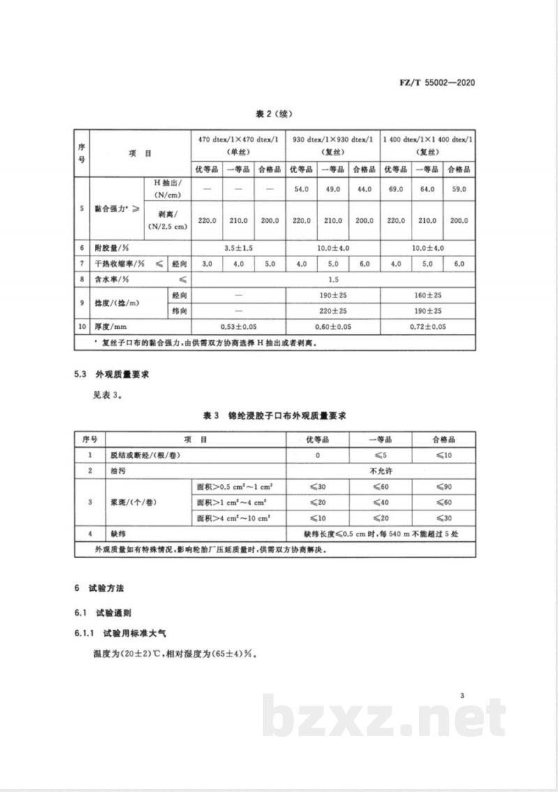 FZ/T 55002-2020锦纶浸胶子口布 