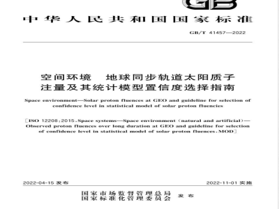 GB/T 41457-2022空间环境 地球同步轨道太阳质子注量及其统计模型置信度选择指南 