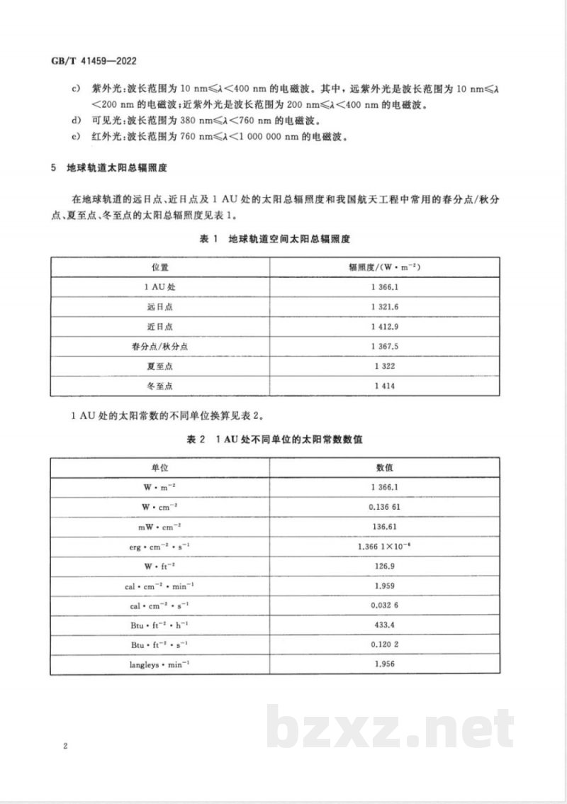 GB/T 41459-2022空间环境 空间太阳总辐照度 