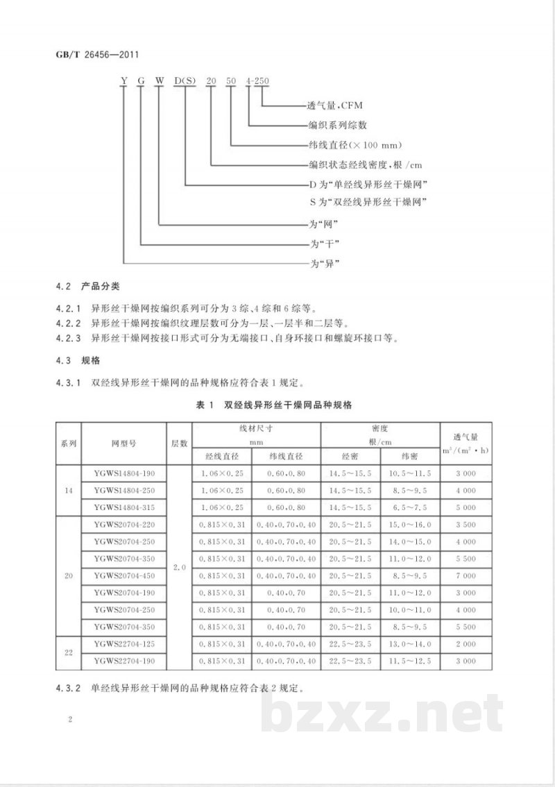 GB/T 26456-2011造纸用异形丝干燥网 