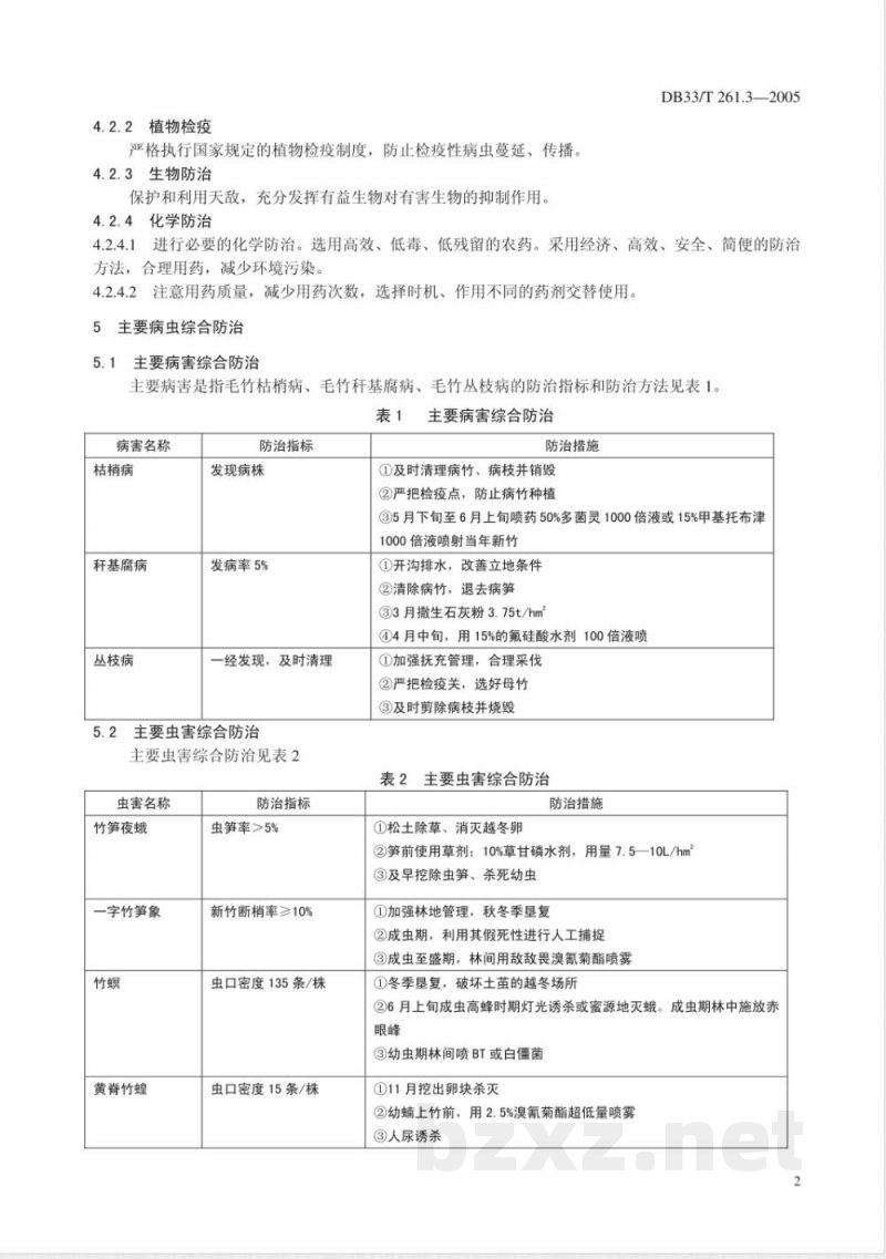 DB33/T 261.3-2005笋竹两用毛竹林 第3部分 主要病虫害综合防治